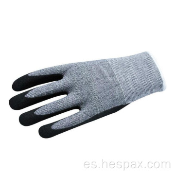 Guantes de la industria de vidrio anti -cortes de Hespax Sandy Nitrile